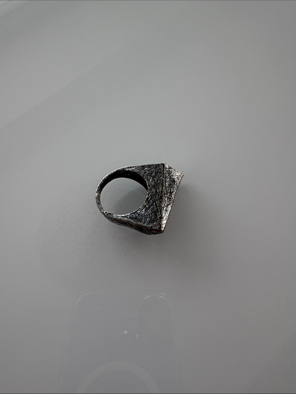 Anne-Marie Chagnon Textured Geometric Statement Metallic Ring